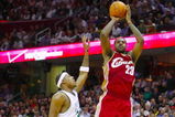 CLEVELAND - OCTOBER 27:  LeBron James #23 of the Cleveland Cavaliers shoots a jumper against Paul Pierce #34 of the Boston Celtics during the season opener at Quicken Loans Arena on October 27, 2009 in Cleveland, Ohio.  NOTE TO USER: User expressly acknowledges and agrees that, by downloading and or using this photograph, User is consenting to the terms and conditions of the Getty Images License Agreement. (Photo by Gregory Shamus/Getty Images)