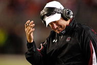 TUSCALOOSA - OCTOBER 17:  Head coach Steve Spurrier of the South Carolina Gamecocks reacts to a call during the game against the Alabama Crimson Tide at Bryant-Denny Stadium on October 17, 2009 in Tuscaloosa, Alabama. The Crimson Tide beat the Gamecocks 20-6.  (Photo by Mike Zarrilli/Getty Images)