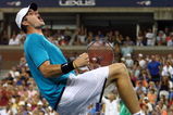 NEW YORK - SEPTEMBER 05:  John Isner celebrates after defeating Andy Roddick during day six of the 2009 U.S. Open at the USTA Billie Jean King National Tennis Center on September 5, 2009 in the Flushing neighborhood of the Queens borough of New York City.  (Photo by Al Bello/Getty Images)
