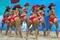 BEIJING - AUGUST 21:  Dancers perform during the women's beach volleyball gold medal match between Kerri Walsh and Misty May-Treanor of the United States and Wang Jie and Tian Jia of China held at the Chaoyang Park Beach Volleyball Ground during Day 13 of the Beijing 2008 Olympic Games on August 21, 2008 in Beijing, China.  (Photo by Jamie Squire/Getty Images)