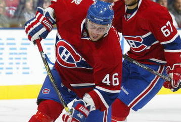 TORONTO, ON - OCTOBER 1:  Andrei Kostitsyn #46 of the Montreal Canadiens blasts a shot in a game against the Toronto Maple Leafs on October 1, 2009 at the Air Canada Centre in Toronto, Ontario. The Canadiens dfeated the Leafs 4-3 in overtime. (Photo by Claus Andersen/Getty Images)