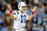 NASHVILLE, TN - OCTOBER 11:  Peyton Manning #18 of the Indianapolis Colts gestures to the sideline during the NFL game against the Tennessee Titans at LP Field on October 11, 2009 in Nashville, Tennessee. The Colts defeated the Titans 31-9.  (Photo by Andy Lyons/Getty Images)