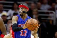 CLEVELAND - APRIL 21:  Richard Hamilton #32 of the Detroit Pistons handles the ball in Game Two of the Eastern Conference Quarterfinals against the Cleveland Cavaliers during the 2009 NBA Playoffs at Quicken Loans Arena on April 21, 2009 in Cleveland, Ohio.  The Cavaliers won 94-82.  NOTE TO USER: User expressly acknowledges and agrees that, by downloading and or using this photograph, User is consenting to the terms and conditions of the Getty Images License Agreement.  (Photo by Gregory Shamus/Getty Images)