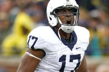 ANN ARBOR, MI - OCTOBER 24:  Daryll Clark #17 of the Penn State Nittany Lions reacts after throwing a first quarter touchdown pass while playing the Michigan Wolverines on October 24, 2009 at Michigan Stadium in Ann Arbor, Michigan.  (Photo by Gregory Shamus/Getty Images)