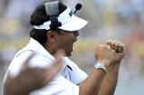 ANNAPOLIS, MD - SEPTEMBER 20: Coach Ken Niumataldo of the Navy Midshipmen directs play against the Rutgers Scarlet Knights at Jack Stephens Field at Navy-Marine Corps Memorial Stadium on September 20, 2008 in Annapolis, Maryland.  (Photo by Al Messerschmidt/Getty Images)