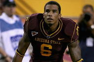 TEMPE, AZ - OCTOBER 03: Wide receiver Kyle Williams #6 of the Arizona State Sun Devils reacts after scoring a fourth quarter touchdown against the Oregon State Beavers during the college football game at Sun Devil Stadium on October 3, 2009 in Tempe, Arizona. The Beavers defeated the Sun Devils 28-17. (Photo by Christian Petersen/Getty Images)