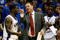 LAWRENCE, KS - FEBRUARY 18:  Head coach Bill Self of the Kansas Jayhawks talks with Sherron Collins #4 during the game against the Iowa State Cyclones at Allen Fieldhouse February 18, 2009 in Lawrence, Kansas.  (Photo by Jamie Squire/Getty Images)