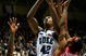 DURHAM, NC - FEBRUARY 23: Lance Thomas #42 of the Duke Blue Devils attacks the basket against Sean Evans #22 and Larry Wright #5 of the St. John's Red Storm during the second half at Cameron Indoor Stadium February 23, 2008 in Durham, North Carolina. Duke defeated St. John's 86-56. (Photo by Kevin C. Cox/Getty Images)