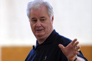 AUCKLAND, NEW ZEALAND - AUGUST 01:  Tex Winter ex NBA coach at a basketball training camp for New Zealand players at Youth town, Wednesday.  (Photo by Michael Bradley/Getty Images)
