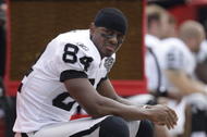KANSAS CITY, MO - SEPTEMBER 20: Javon Walker #84 of the Oakland Raiders looks on during the game against the Kansas City Chiefs at Arrowhead Stadium on September 20, 2009 in Kansas City, Missouri. (Photo by Jamie Squire/Getty Images)