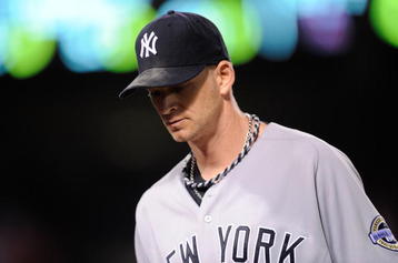 ANAHEIM, CA - OCTOBER 22:  A.J. Burnett #34 of the New York Yankees leaves the game after being relieved by teammate Damaso Marte #43 (Not Shown) in the seventh inning in Game Five of the ALCS against the Los Angeles Angels of Anaheim during the 2009 MLB Playoffs at Angel Stadium on October 22, 2009 in Anaheim, California.  (Photo by Kevork Djansezian/Getty Images)