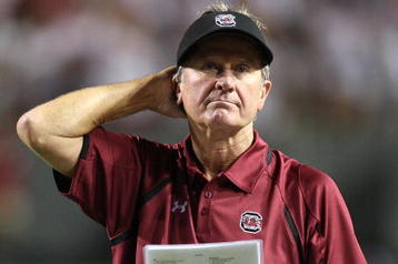 RALEIGH, NC - SEPTEMBER 03:  Head coach Steve Spurrier of the South Carolina Gamecocks watches on from the sidelines against the North Carolina State Wolfpack during their game at Carter-Finley Stadium on September 3, 2009 in Raleigh, North Carolina.  (Photo by Streeter Lecka/Getty Images)