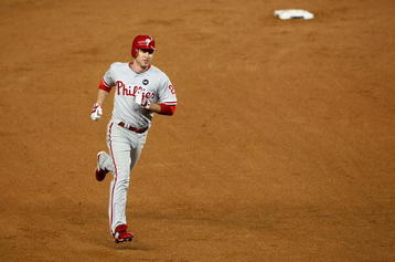 NEW YORK - OCTOBER 28:  Chase Utley #26 of the Philadelphia Phillies runs the bases on his solo home run in the top of the sixth inning against the New York Yankees in Game One of the 2009 MLB World Series at Yankee Stadium on October 28, 2009 in the Bronx borough of New York City.  (Photo by Nick Laham/Getty Images)