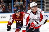 ATLANTA - OCTOBER 29:  Alex Ovechkin #8 of the Washington Capitals skates up the ice followed by Marty Reasoner #19 of the Atlanta Thrashers at Philips Arena on October 29, 2009 in Atlanta, Georgia.  (Photo by Kevin C. Cox/Getty Images)