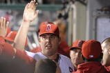 ANAHEIM, CA - OCTOBER 08:  Starting pitcher John Lackey #41of the Los Angeles Angels of Anaheim  celebrates with teammates in the dugout after coming out of the game in the eight inning against Boston Red Sox in Game One of the ALDS during the 2009 MLB Playoffs at Angel Stadium on October 8, 2009 in Anaheim, California.  (Photo by Lisa Blumenfeld/Getty Images)