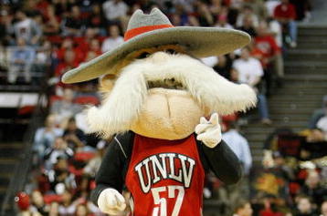 LAS VEGAS - MARCH 12:  The mascot of the UNLV Rebels 'Hey Reb' appears during a game against the San Diego State Aztecs during a quarterfinal game of the Conoco Mountain West Conference Basketball Championships at the Thomas & Mack Center March 12, 2009 in Las Vegas, Nevada. the Aztecs won 71-57.  (Photo by Ethan Miller/Getty Images)