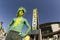 EUGENE, OR - SEPTEMBER 27:  A University of Oregon fan poses outside the Autzen stadium before the game against the Washington State University Cougars on September 27, 2003 in Eugene, Oregon. Washington State defeated Oregon 55-16.  (Photo by Jonathan Ferrey/Getty Images)