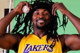 EL SEGUNDO, CA - SEPTEMBER 29: Ron Artest #37 of the Los Angeles Lakers wears a wig to resemble baseball player Manny Ramirez while taping a public announcement for the Los Angeles Dodgers during Lakers media day at the Lakers training facility on September 29, 2009 in El Segundo, California.  (Photo by Kevork Djansezian/Getty Images)