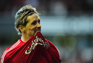 LIVERPOOL, UNITED KINGDOM - OCTOBER 25:  Fernando Torres of Liverpool celebrates scoring the opening goal during the Barclays Premier League match between Liverpool and Manchester United at Anfield on October 25, 2009 in Liverpool, England. (Photo by Clive Mason/Getty Images)