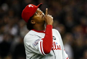 NEW YORK - OCTOBER 29:  Starting pitcher Pedro Martinez #45 of the Philadelphia Phillies comes out of the game in the seventh inning against the New York Yankees in Game Two of the 2009 MLB World Series against at Yankee Stadium on October 29, 2009 in the Bronx borough of New York City.  (Photo by Chris McGrath/Getty Images)