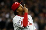 NEW YORK - OCTOBER 29:  Starting pitcher Pedro Martinez #45 of the Philadelphia Phillies comes out of the game in the seventh inning against the New York Yankees in Game Two of the 2009 MLB World Series against at Yankee Stadium on October 29, 2009 in the Bronx borough of New York City.  (Photo by Chris McGrath/Getty Images)
