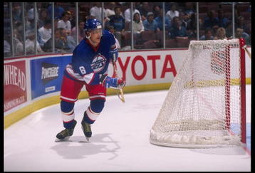 2 Oct 1996:  Right-winger Teemu Selanne of the Anaheim Mighty Ducks moves around the net during a game against the Winnipeg Jets played at Arrowhead Pond in Anaheim, California.  The Mighty Ducks won the game, 6-2. Mandatory Credit: Glenn Cratty  /Allsp