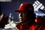 NEW YORK - OCTOBER 29:  Starting pitcher Pedro Martinez #45 of the Philadelphia Phillies looks on from the dugout against the New York Yankees in Game Two of the 2009 MLB World Series against at Yankee Stadium on October 29, 2009 in the Bronx borough of New York City.  (Photo by Chris McGrath/Getty Images)