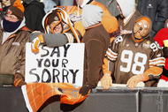 CLEVELAND - DECEMBER 21: Fans of the Cleveland Browns look on during the game against the Cincinnati Bengals at Cleveland Browns Stadium December 21, 2008 in Cleveland, Ohio. Cincinnati won the game 14-0. (Photo by Gregory Shamus/Getty Images)