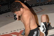 STUDIO CITY, CA - MAY 19:  MMA fighters Jake Shields (bottom) and Nick Diaz demonstrate MMA fighting techniques at CBS's 'Elite XC Saturday Night Fights' Press Conference at CBS Radford Studios on May 19, 2008 in Studio City, California.  (Photo by Stephen Shugerman/Getty Images)