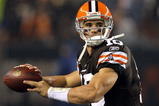 CLEVELAND - NOVEMBER 06:  Brady Quinn #10 of the Cleveland Browns throws a pass against the Denver Broncos during the first quarter of their NFL game at Cleveland Browns Stadium November 6, 2008 in Cleveland, Ohio.  (Photo by Matt Sullivan/Getty Images)