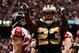 NEW ORLEANS - DECEMBER 07: Pierre Thomas #23 of the New Orleans Saints celebrate after scoring a touchdown against the Atlanta Falcons on December 7, 2008 at the Superdome in New Orleans, Louisiana. The Saints defeated the Falcons 29-25. (Photo by Chris Graythen/Getty Images)