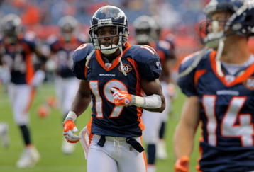 DENVER - SEPTEMBER 20:  Eddie Royal #19 of the Denver Broncos warm ups prior to facing the Cleveland Browns during NFL action at Invesco Field at Mile High on September 20, 2009 in Denver, Colorado. The Broncos defeated the Browns 27-6.  (Photo by Doug Pensinger/Getty Images)