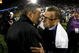 STATE COLLEGE, PA - SEPTEMBER 26:  Head coach Kirk Ferentz of the Iowa Hawkeyes shakes hands with head coach Joe Paterno of the Penn State Nittnay Lions after defeating them 21-10 on September 26, 2009 at Beaver Stadium in State College, Pennsylvania.  (Photo by Gregory Shamus/Getty Images)