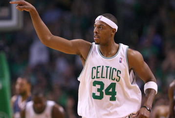 BOSTON, MA - OCTOBER 28:  Paul Pierce #34 of the Boston Celtics reacts during a game against the Charlotte Bobcats at the TD Banknorth Garden on October 28, 2009 in Boston, Massachusetts. NOTE TO USER: User expressly acknowledges and agrees that, by downloading and/or using this Photograph, user is consenting to the terms and conditions of the Getty Images License Agreement. (Photo by Jim Rogash/Getty Images)