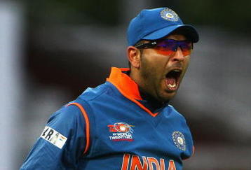 NOTTINGHAM, ENGLAND - JUNE 06:  Yuvraj Singh of India celebrates catching Mahmudullah of Bangladesh during the ICC World Twenty20 match between India and Bangladesh at Trent Bridge on June 6, 2009 in Nottingham, England.  (Photo by Matthew Lewis/Getty Images)
