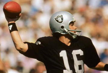 1984:  Quarterback Jim Plunkett #16 of the L.A. Raiders passes the ball. (Photo by Tony Duffy/Getty Images)