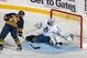 BUFFALO, NY - OCTOBER 30: Thomas Vanek #26 of the Buffalo Sabres directs a shot wide of Jonas Gustavsson #50 of the Toronto Maple Leafs at HSBC Arena on October 30, 2009 in Buffalo, New York. (Photo by Rick Stewart/Getty Images)