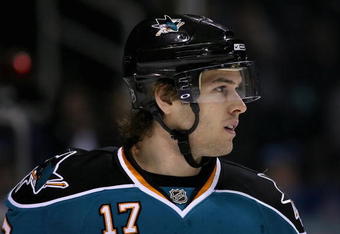 SAN JOSE, CA - FEBRUARY 09:  Torrey Mitchell #17 of the San Jose Sharks in action against the Nashville Predators during the NHL game at HP Pavilion on February 9, 2008 in San Jose, California. The Sharks defeated the Predators 4-3. (Photo by Christian Petersen/Getty Images)