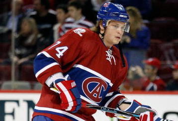 MONTREAL- MARCH 31:  Sergei Kostitsyn #74 of the Montreal Canadiens skates during the warm up period prior to facing the Chicago Blackhawks at the Bell Centre on March 31, 2009 in Montreal, Quebec, Canada.  The Canadiens defeated the Blackhawks 4-1.  (Photo by Richard Wolowicz/Getty Images)