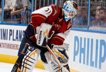 ATLANTA - OCTOBER 22:  Goaltender Ondrej Pavelec #31 of the Atlanta Thrashers against the Washington Capitals at Philips Arena on October 22, 2009 in Atlanta, Georgia.  (Photo by Kevin C. Cox/Getty Images)