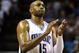 ORLANDO, FL - OCTOBER 28: Vince Carter #15 of the Orlando Magic celebrates a play during the first half against the Philadelphia 76ers on October 28, 2009 at Amway Arena in Orlando, Florida. NOTE TO USER: User expressly acknowledges and agrees that, by downloading and/or using this Photograph, user is consenting to the terms and conditions of the Getty Images License Agreement. (Photo by Sam Greenwood/Getty Images)