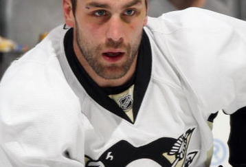 TORONTO - SEPTEMBER 26:  Eric Godard #28 of the Pittsburgh Penguins warms up prior to their preseason NHL game against the Toronto Maple Leafs at the Air Canada Centre on September 26, 2008 in Toronto, Ontario, Canada. The Penguins defeated Leafs 5-4.  (Photo By Dave Sandford/Getty Images)