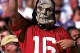 31 Oct 1999: A fan of the Arizona Cardinals dresses up in a scary halloween costume during the game against the New England Patriots at the Sun Devil Stadium in Tempe, Arizona. The Patriots defeated the Cardinals 27-3. Mandatory Credit: Donald Miralle  /Allsport