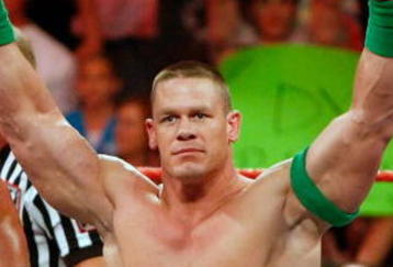 LAS VEGAS - AUGUST 24:  Wrestler John Cena appears in the ring during the WWE Monday Night Raw show at the Thomas & Mack Center August 24, 2009 in Las Vegas, Nevada.  (Photo by Ethan Miller/Getty Images)