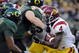 EUGENE, OR - OCTOBER 31:  Running back Joe McKnight #4 of the USC Trojans looks for some yardage in the first quarter of the game against the Oregon Ducks at Autzen Stadium on October 31, 2009 in Eugene, Oregon. (Photo by Steve Dykes/Getty Images)