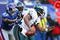 EAST RUTHERFORD, NJ - JANUARY 11:  Quarterback Donovan McNabb #5 of the Philadelphia Eagles scrambles in the pocket during the NFC Divisional Playoff Game against the New York Giants on January 11, 2009 at Giants Stadium in East Rutherford, New Jersey.  The Eagles defeated the Giants 23-11. (Photo by Al Bello/Getty Images)