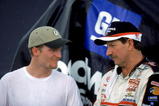 DARLINGTON, SC - SEPTEMBER 3:  Dale Earnhardt Jr. and Dale Earnhardt Sr. pose for a photograph after the Pepsi Southern 500 at the Darlington Raceway on September 3, 2000 in Darlington, South Carolina.  (Photo by Craig Jones/Getty Images) 