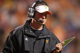 KNOXVILLE, TN - OCTOBER 31:  Head coach Lane Kiffen of the Tennessee Volunteers watches against the South Carolina Gamecocks at Neyland Stadium on October 31, 2009 in Knoxville, Tennessee.  (Photo by Streeter Lecka/Getty Images)