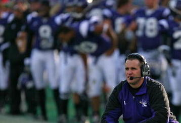 EVANSTON, IL - OCTOBER 31: Head coach Pat Fitzgerald of the Northwestern Wildcats watches as his team takes on the Penn State Nittany Lions at Ryan Field on October 31, 2009 in Evanston, Illinois. (Photo by Jonathan Daniel/Getty Images)