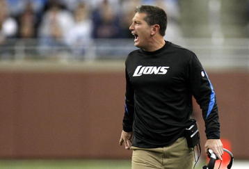 DETROIT , MI - NOVEMBER 01:  Head coach Jim Schwartz of the Detroit Lions yells from the sideline while playing the St. Louis Rams on November 1, 2009 at Ford Field in Detroit, Michigan.  (Photo by Gregory Shamus/Getty Images)